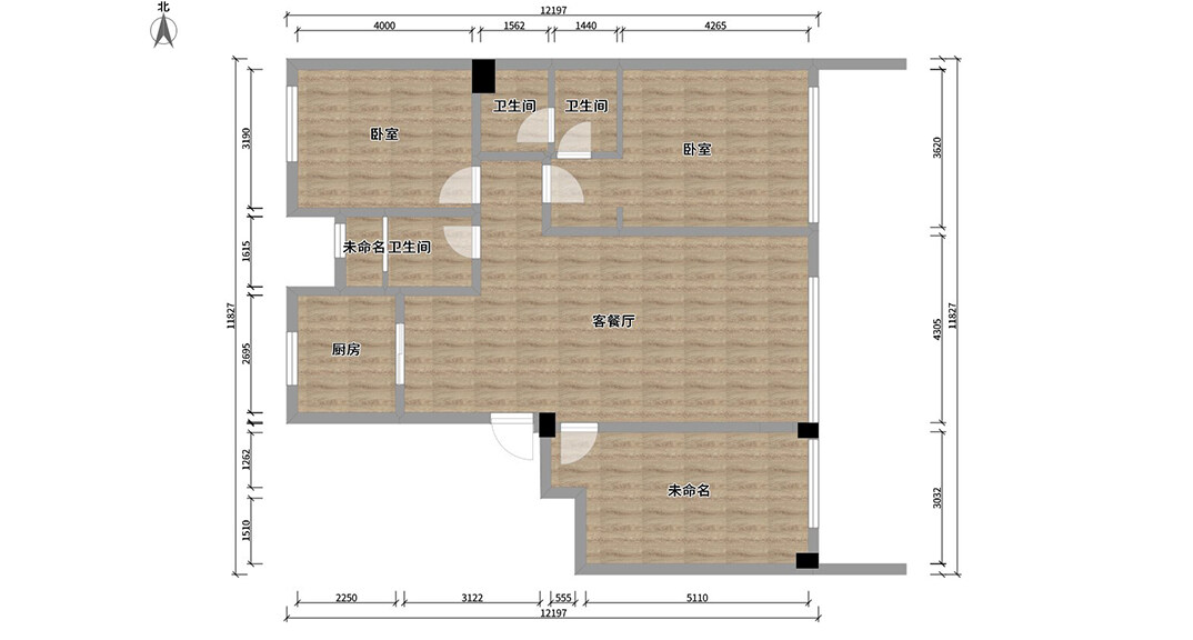 綠城曉峰湖畔130㎡三室二廳戶(hù)型平面布局圖.jpg